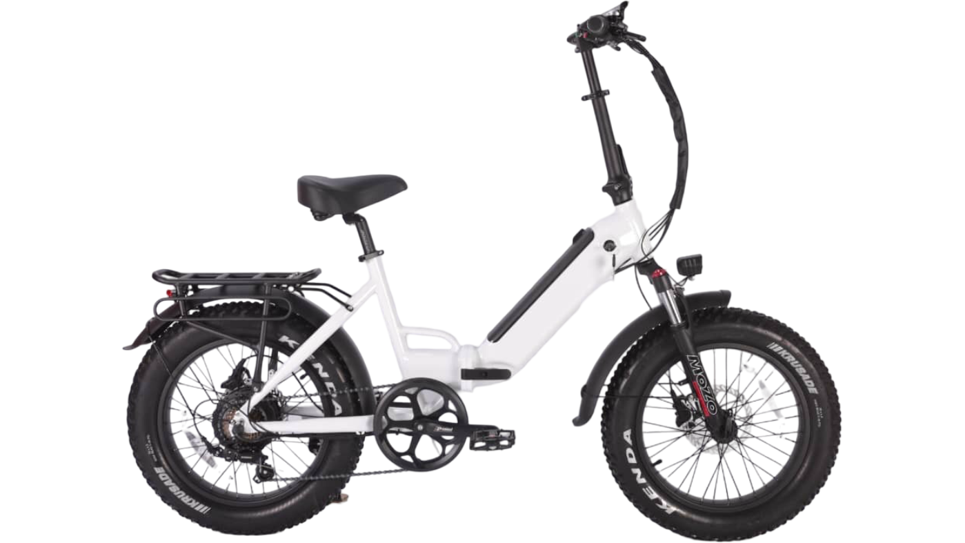 Deilyk Flex folding electric bike in white with premium Japanese hydraulic brake system for reliable stopping power